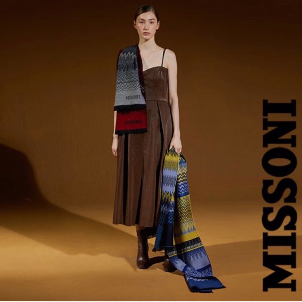 Missoni Colorblock Checked 100% Wool Scarf - Black, Purple, Pink, Yellow - Picture 12 of 12